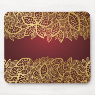 Goldene Blatspitze auf rotem Hintergrund Mousepad