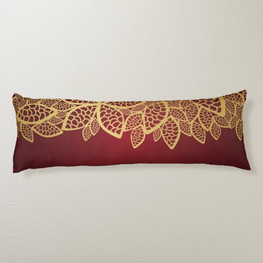 Goldene Blatspitze auf rotem Hintergrund Seitenschläferkissen (Rückseite)