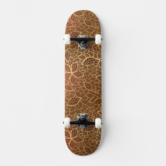 Goldene Blatspitze auf rotem Hintergrund Skateboard (Vorderseite)