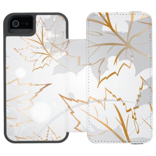 Goldene Blätter 3 Incipio iPhone Geldbeutel-Hülle (Folio Geöffnet)