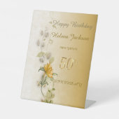 Goldene Blätter 50. Geburtstag Podest Schild (Vorderseite)