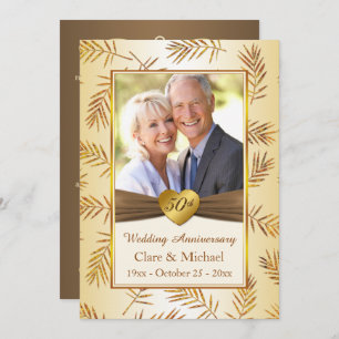 Goldene Blätter, 50. Hochzeitstag Einladung