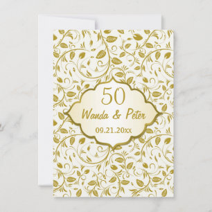 Goldene Blätter 50. Hochzeitstag Einladung