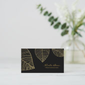 Goldene Blätter auf dem Schwarzen Elegant Glam Ber Visitenkarte (Stehend Vorderseite)