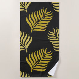 Goldene Blätter auf schwarzem Hintergrund Strandtuch