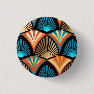 Goldene Blätter aus geometrischen Palmen im Art Dé Button