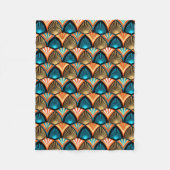 Goldene Blätter aus geometrischen Palmen im Art Dé Fleecedecke (Vorderseite)