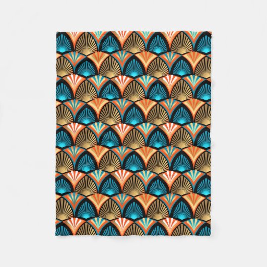 Goldene Blätter aus geometrischen Palmen im Art Dé Fleecedecke (Vorderseite)