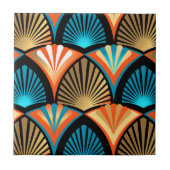 Goldene Blätter aus geometrischen Palmen im Art Dé Fliese (Vorderseite)