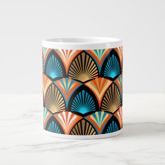 Goldene Blätter aus geometrischen Palmen im Art Dé Jumbo-Tasse (Vorderseite)