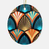 Goldene Blätter aus geometrischen Palmen im Art Dé Keramik Ornament (Links)