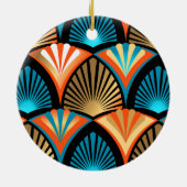 Goldene Blätter aus geometrischen Palmen im Art Dé Keramik Ornament (Hinten)