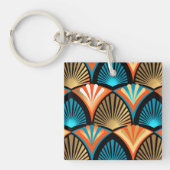 Goldene Blätter aus geometrischen Palmen im Art Dé Schlüsselanhänger (Vorderseite)