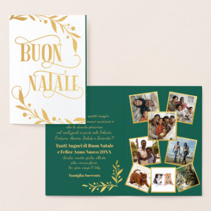 Goldene Blätter Buon Natale Gefaltet Multi Fotos G Folienkarte