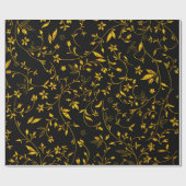 Goldene Blätter Damaskus auf schwarz Geschenkpapier (Flach)