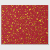 Goldene Blätter Damaskus Geschenkpapier (Flach)