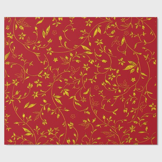 Goldene Blätter Damaskus Geschenkpapier (Flach)