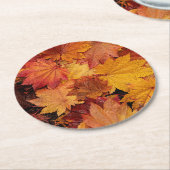 GOLDENE BLÄTTER DER AUTUMN RUNDER PAPPUNTERSETZER (Angewinkelt)