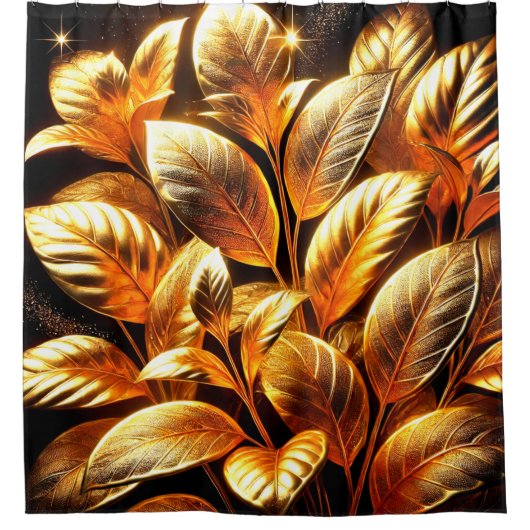 Goldene Blätter Duschvorhang (Vorderseite)