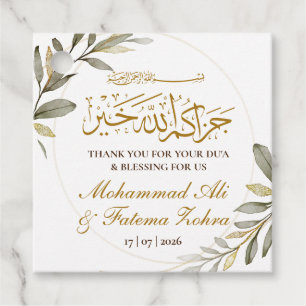 Goldene Blätter Eleganz Muslimische Hochzeit Geschenkanhänger