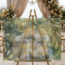 Goldene Blätter Eleganz Muslimische Hochzeit Willk