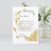 Goldene Blätter Flach Dankeskarten Dankeskarte (Stehend Vorderseite)