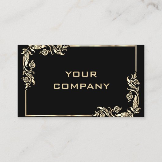 Goldene Blätter Frame Gold Text Black Beruflich - Visitenkarte (Vorderseite)