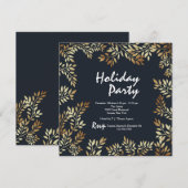 Goldene Blätter Frame Square Einladung (Vorne/Hinten)