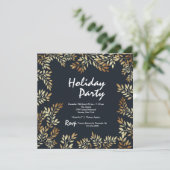 Goldene Blätter Frame Square Einladung (Stehend Vorderseite)
