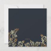 Goldene Blätter Frame Square Einladung (Rückseite)