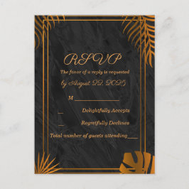 Goldene Blätter Geometric Frame Tropical Wedding R Postkarte