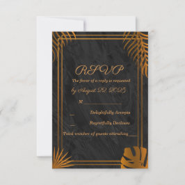 Goldene Blätter Geometric Frame Tropical Wedding R RSVP Karte