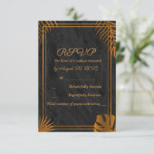 Goldene Blätter Geometric Frame Tropical Wedding R RSVP Karte (Stehend Vorderseite)