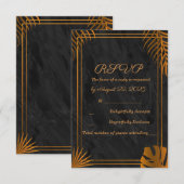 Goldene Blätter Geometric Frame Tropical Wedding R RSVP Karte (Vorne/Hinten)