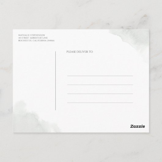 Goldene Blätter Grüne Save the Date Postkarte (Rückseite)