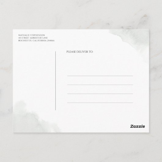 Goldene Blätter Grüne Save the Date Postkarte (Rückseite)