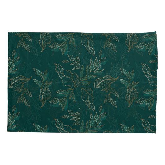 Goldene Blätter Handgezeichnete Linie Art Kissenbezug (Rückseite)