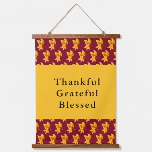 Goldene Blätter Herbst Feiertage Wandteppich Mit Holzrahmen (Vorderseite)