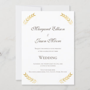 Goldene Blätter Hochzeit Gold und Braun Einladung
