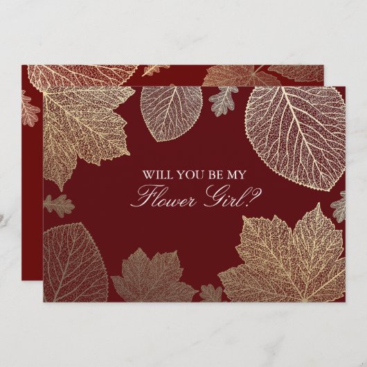 Goldene Blätter Hochzeit im Herbst Blumenzwiebeln Einladung (Vorne/Hinten)