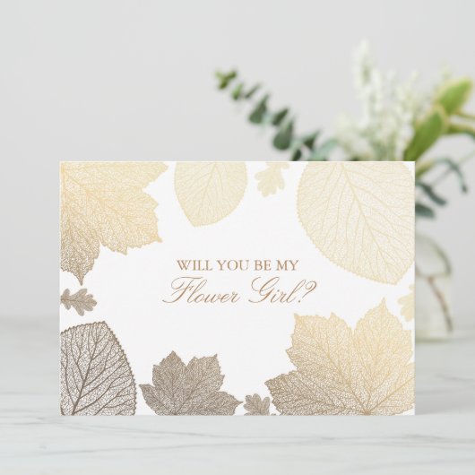 Goldene Blätter Hochzeit im Herbst Blumenzwiebeln Einladung (Stehend Vorderseite)