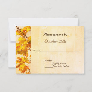Goldene Blätter Hochzeit im Herbst Party Einladung