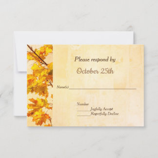 Goldene Blätter Hochzeit im Herbst Party Einladung