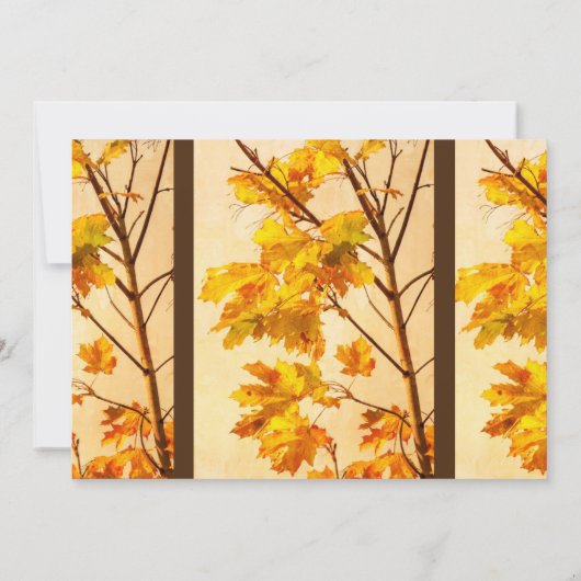 Goldene Blätter Hochzeit im Herbst Party Einladung (Rückseite)