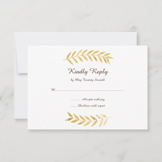 Goldene Blätter Hochzeit RSVP Karte (Vorderseite)