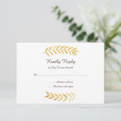 Goldene Blätter Hochzeit RSVP Karte (Stehend Vorderseite)