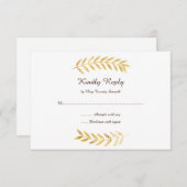 Goldene Blätter Hochzeit RSVP Karte (Vorne/Hinten)
