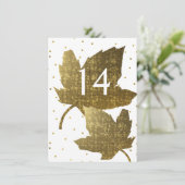 Goldene Blätter Hochzeitsempfang Tischnummer (Stehend Vorderseite)