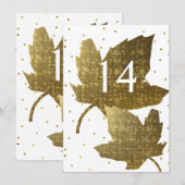 Goldene Blätter Hochzeitsempfang Tischnummer (Vorne/Hinten)