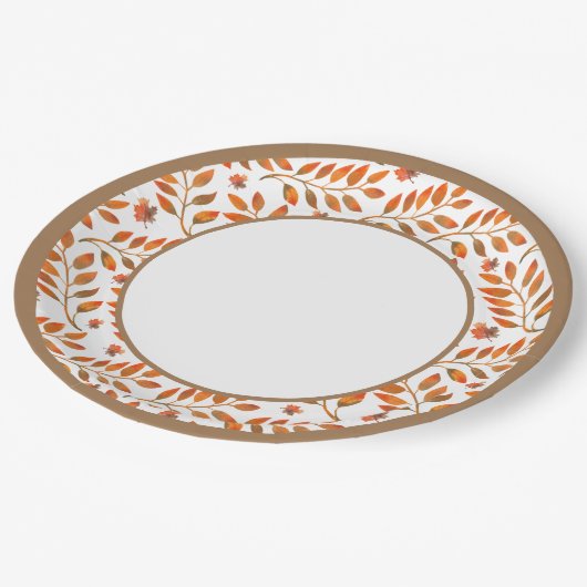 Goldene Blätter im Herbst botanisch Pappteller (Schrägansicht)